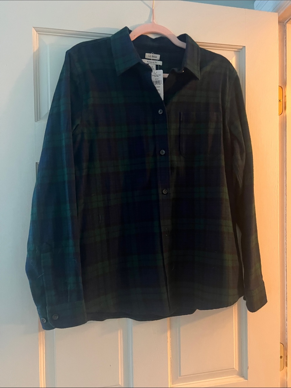 L.L. Bean Dark Green and Navy Plaid Shirt